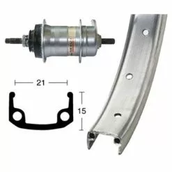 Shimano Roue Arrière De Vélo à Rétropédalage 3V 26 Pouces Axe à écrou