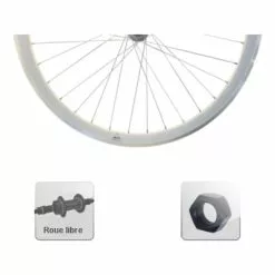 Brandless Roue Arrière Vélo De Course 700 Blanche Roue Libre 5-7 Vitesses